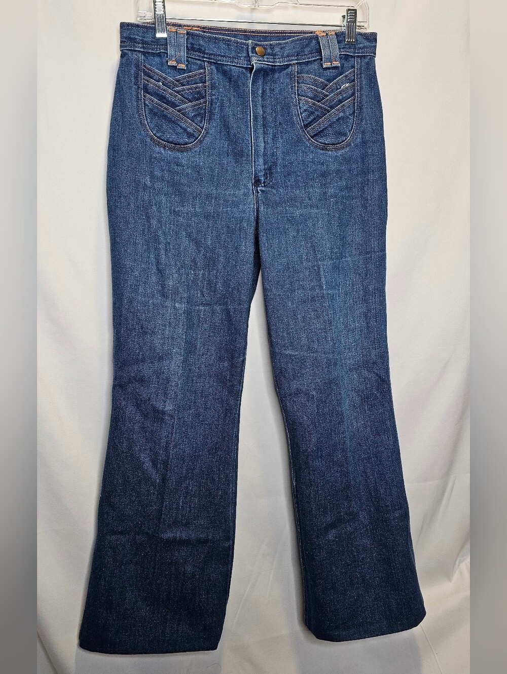 Vintage Wrangler 70s Contrast Stitching High Rise Bell bottom 31x28 Made In USA